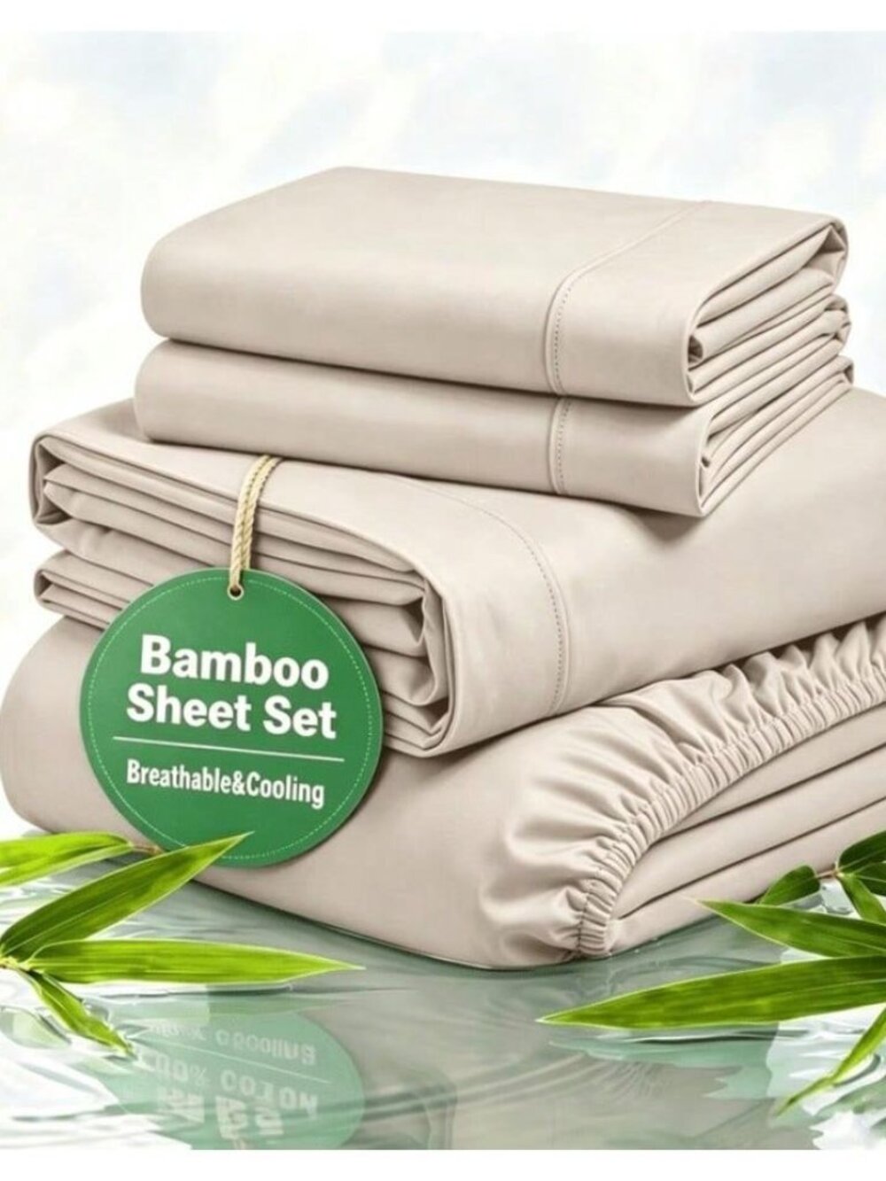 4 Piece Bamboo Viscose Bed Sheet Set 2200TC Silver Ion Soft Luxury Bedding